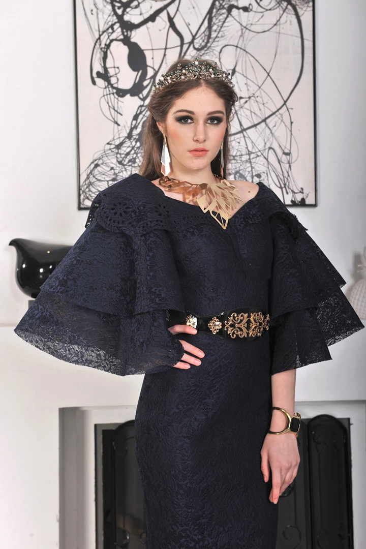 Vintage Black Straight Lace Formal Evening Dress Flare 3/4 Long Sleeves Ankle Length Prom Party Dresses Special Occasion Gowns