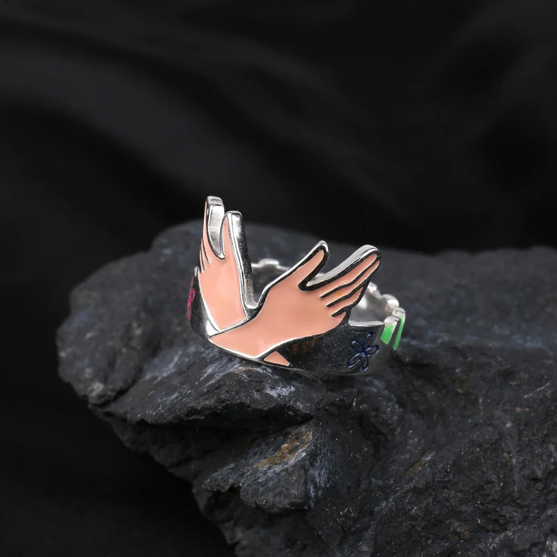 TWINKANIME S925 Sterling Silver One Piece Anime Rings Adjustable About 7-9# For Men Women Holiday & Birthday Gifts