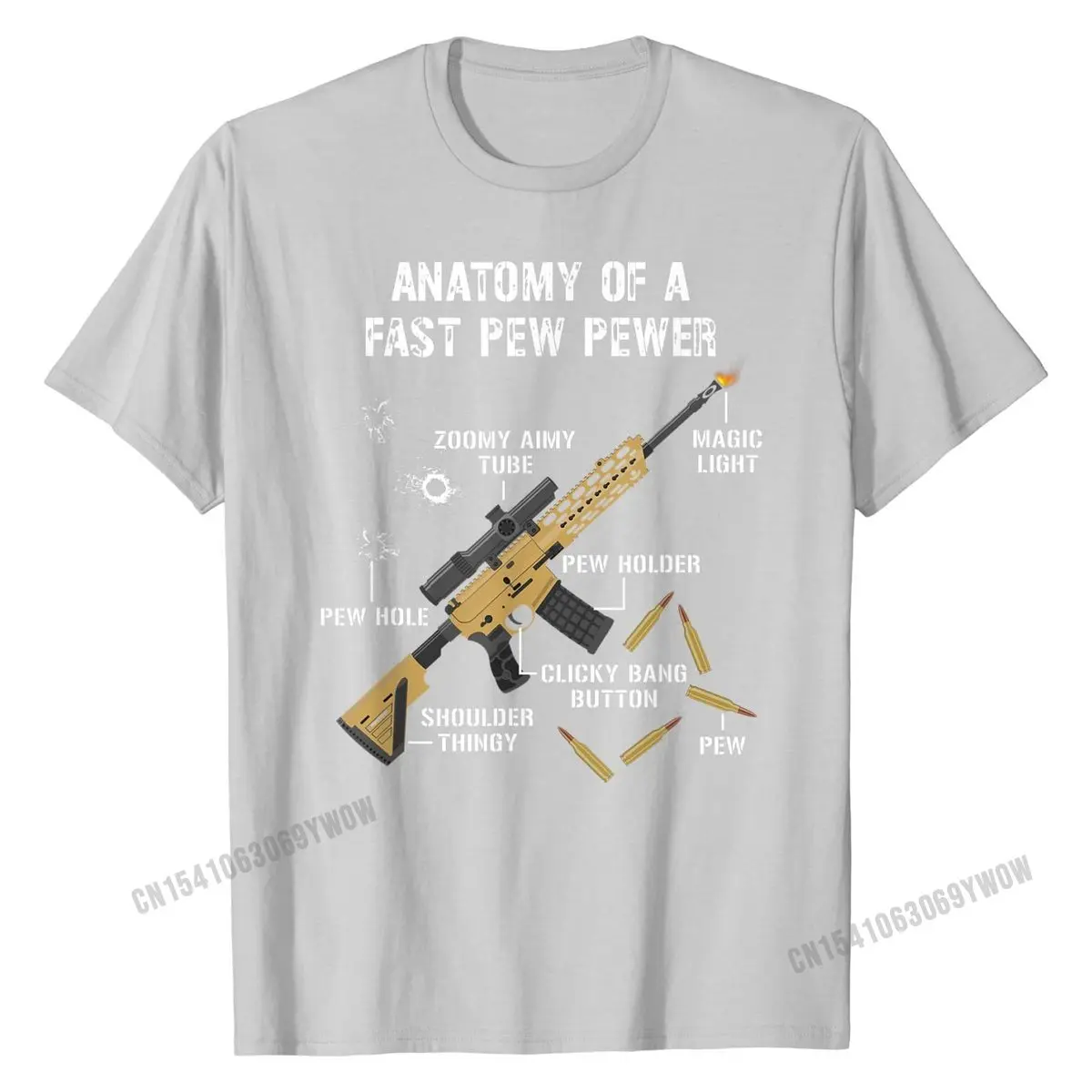 Funny Anatomy Of A Pew Pewer Rifle Gun Amendment Saying T-Shirt Tshirts Personalized Fashion Youth Tops Tees Personalized Cotton