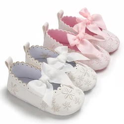 Prewalker – chaussures plates en coton pour bébé de 0 à 18 mois, jolies chaussures de marche avec nœud à fleurs, ne tombent pas, printemps et automne