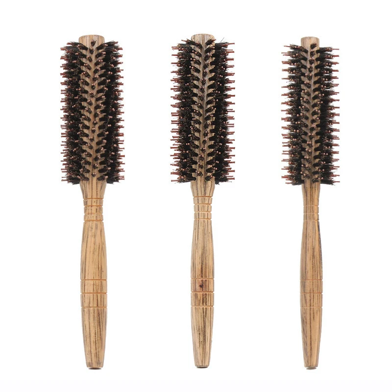 

3pcs/set Women Long Hair Natural Bristles Comb Round Barrel Anti-static Curly Brush Wood Handle Hair Styling Hairdresser 1607