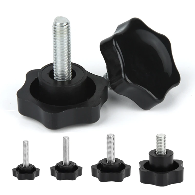 

M4 M5 M6 M8 M10 M12 Plum Bakelite Hand Tighten Screw Handle Bolt Thread Star Shaped Clamping Nuts Knob Carbon Steel