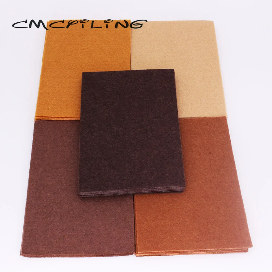 CMCYILING Brown feltro 1 MM spessore panno in poliestere per fai da te cucito artigianato Scrapbook, fogli non tessuti 40 pz/lotto 10CMX15CM