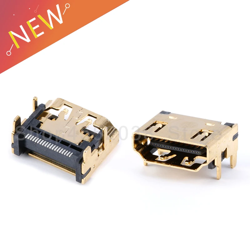 10 sztuk kompatybilne z HDMI żeńskie gniazdo/złącze wtykowe 19PIN 19 P kątowy smt smd 90 stopni pozłacane hd 19 PIN
