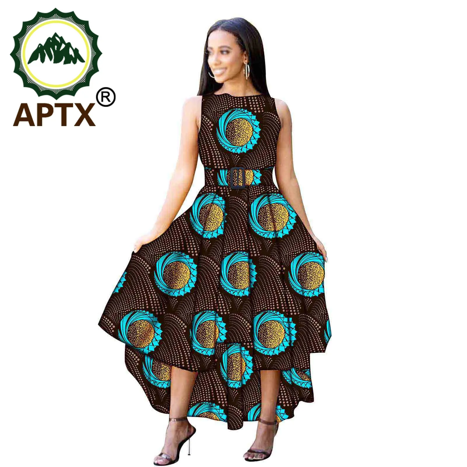 African Clothing For Women Floor length Ankara Style Floral Skirt Wax Pure Cotton Crew Neck Sleeveless African Elegant Princess