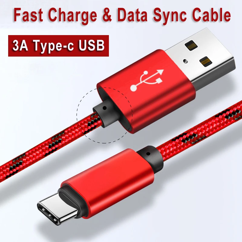 3A USB C Cable For Samsung A32 A52 A72 A12 A42 5G Fast Charging Type-C USB Cable For OPPO A74 A94 A54 A52 A72 Reno 5 4 3 2 Z Pro