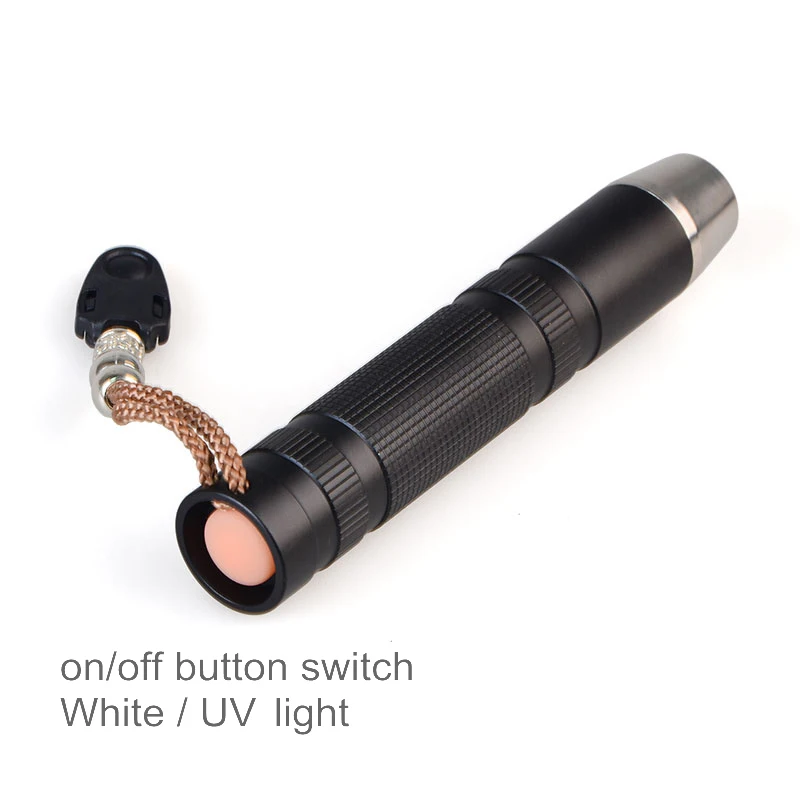 Newest Portable 365nm UV Flashlight 2-in-1 LED Light Torch Ultraviolet Jade Identification Lantern For Gemstone Jewelry Detect