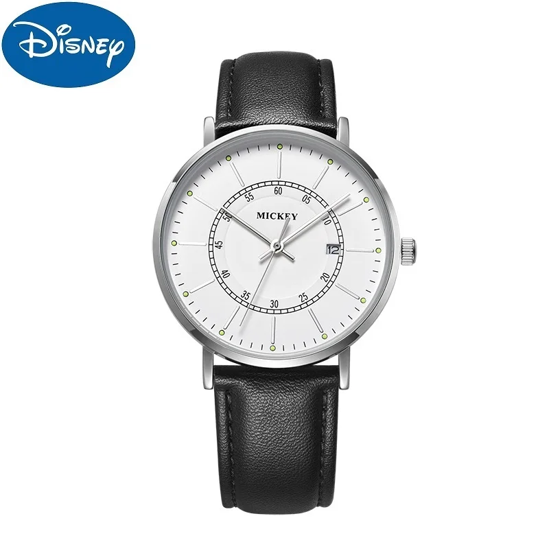 Disney Official Brand Women Fashion Round Ladies Quartz WristWatch Micky Mouse Casual Dial Simple Calendar Mesh Luxury New Clock