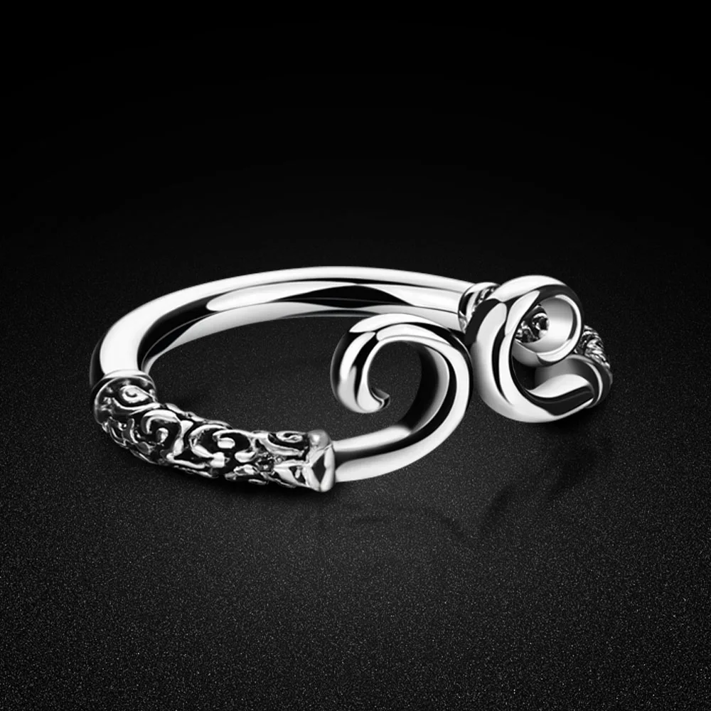 New Fashion Sterling Silver 925 Journey to the West Mythology Wukong Ring With Golden Silver Ring Adjustable Jewelry Black Myth