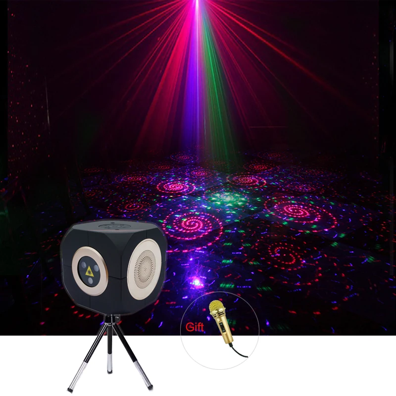 Sharelife Multifunction Mini RGB Laser Gobos Light Bluetooth TF Speakers Music Box KTV Home DJ Party Laser Stage Lighting DP8