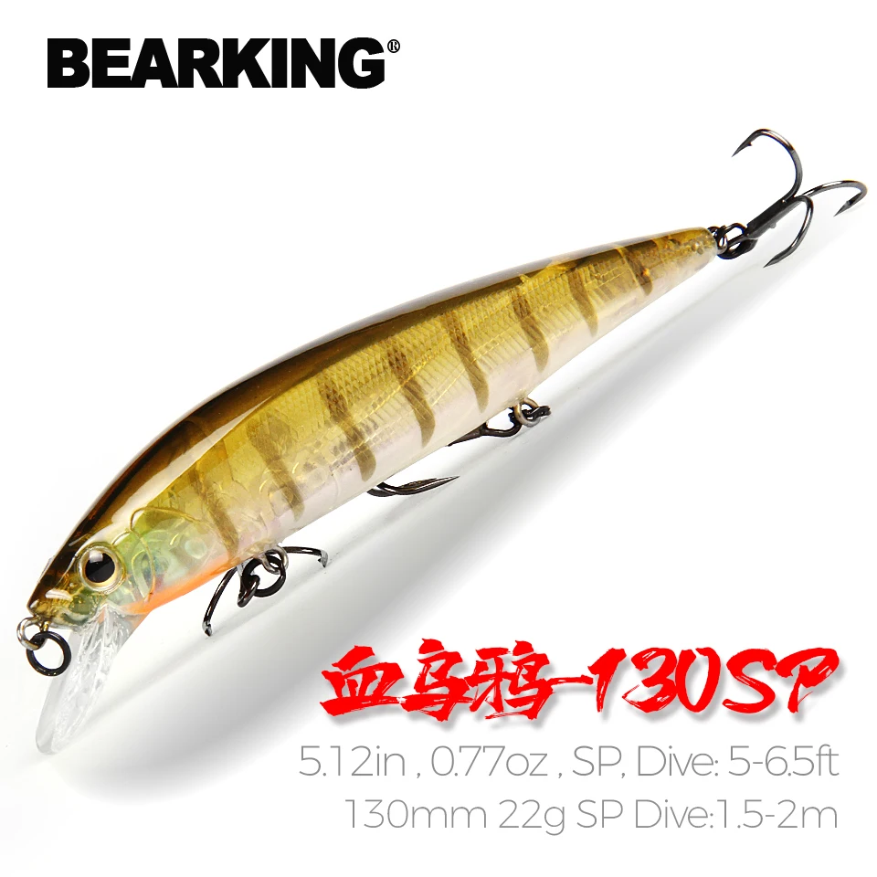 BEARKING 130mm 22g SP Hot fishing lures, assorted colors, minnow crank Tungsten weight system wobbler model crank bait