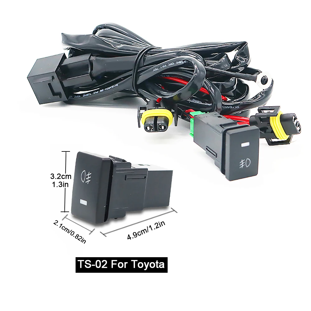 Universal H11 Car LED Switch Wiring Relay Fog Light On/Off Switch Wiring Harness Fuse Relay Kit for Toyota Mitsubishi Suzuki