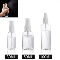 100ml/50ml/30ml şeffaf boş plastik sprey şişeleri doldurulabilir şişe Atomizer konteyner seyahat açık rastgele renk