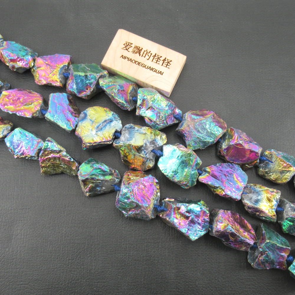 APDGG Natural 16x18-26x28mm Colorful Titanium Quartz Rough Loose Nugget Beads 16\