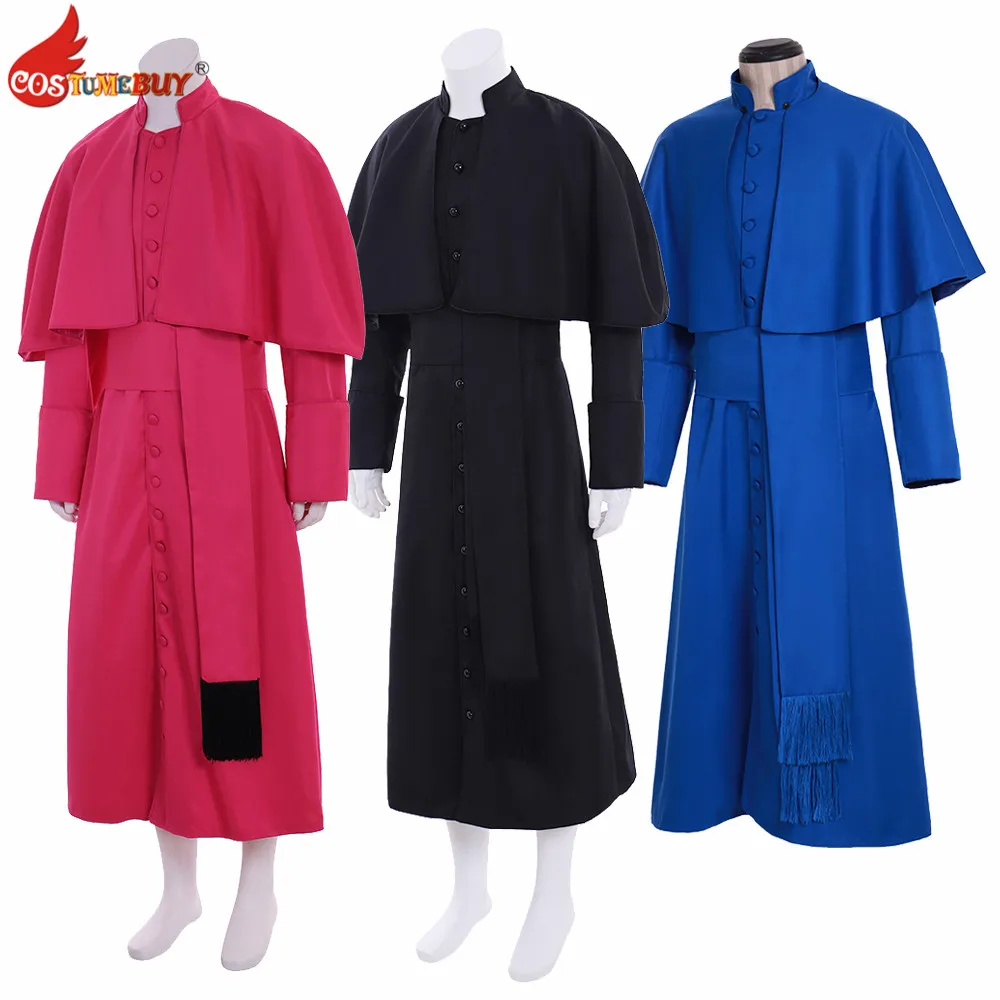 Costume de maître Cosplay pour hommes et femmes adultes, combinaison de Cassock de sousanne romaine, Robe de clérgy médiéval, sur mesure