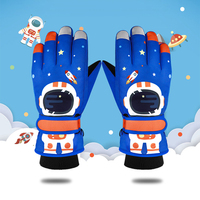 Astronaut Winter Warm Ski Gloves kids Snowmobile Skiing Snowboard Gloves Waterproof Gloves for boys Children Cartoon Space