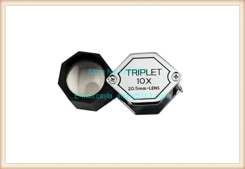 Diy 10X20.5mm jeweler Hexagonal Jewerly Diamond Triplet Loupe Achromatic-Aplanatic Optical Lens  Gem Magnifier w Leather Case