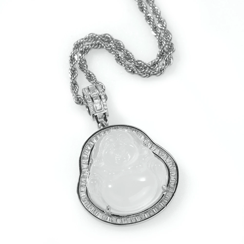 THE BLING KING Buddha Pendant Necklaces For Women Gold Silver Color Colored Gem Necklace Jewelry New Style  Drop Shipping