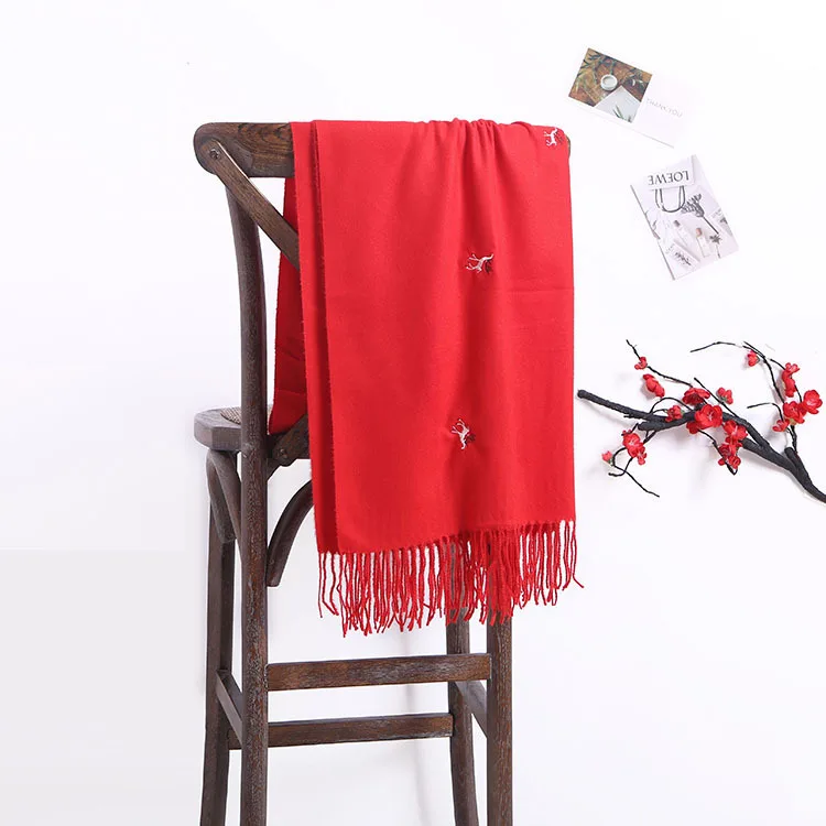 

Apparel Accessories, Scarves and Wraps, Autumn and winter deer embroidery scarf, warm shawl neck