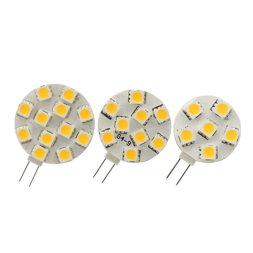 Midcars G4 Led 12V Lamp Bulb 5050 Smd 12 Leds To 24v Ac Dc Replace Halogen Lights Spotlight pack of 5