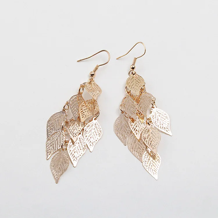 Vintage Hohle Blätter Tropfenohrringe für Frauen Böhmische Bunte Lange Hängeohrringe 2026 Modeschmuck Boucle Oreille Femme – Detail 9