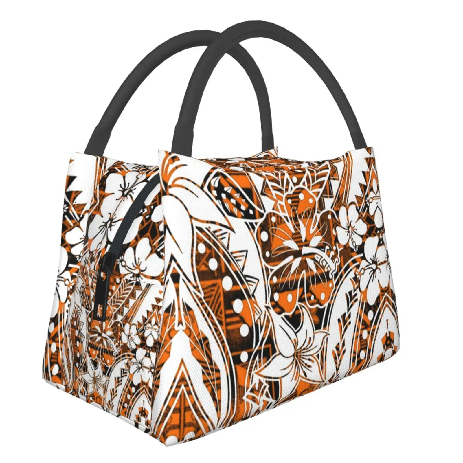 

NOISYDESIGNS Vintage Thermal Lunch Bag Women Portable Insulated Cooler Bag Polynesian Tribal Samoan Floral Picnic Office Tote