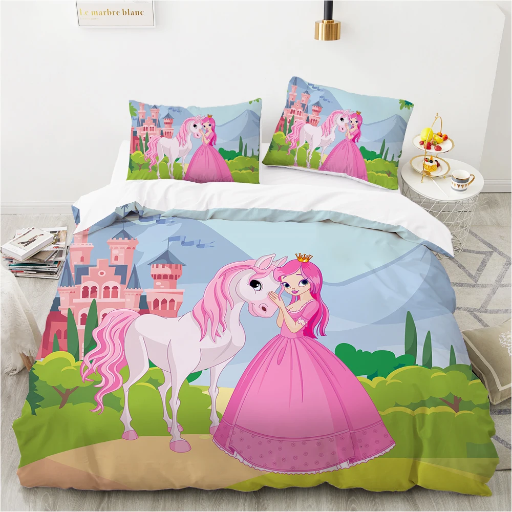 

Cartoon princess Bedding set Kids Baby child For home Bed Linen Duvet Cover Set 140x200 200x200 unicorn bed set single