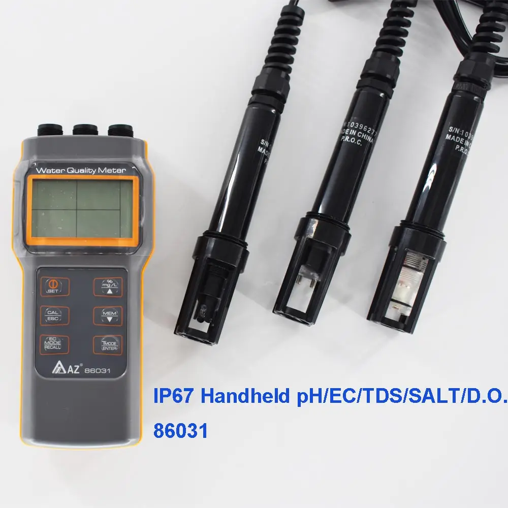 IP67 HANDHELD COMBO PH/CONDUCTIVITY/TDS/SALINITY/D.O. METER AZ86031 Water Quality Meter