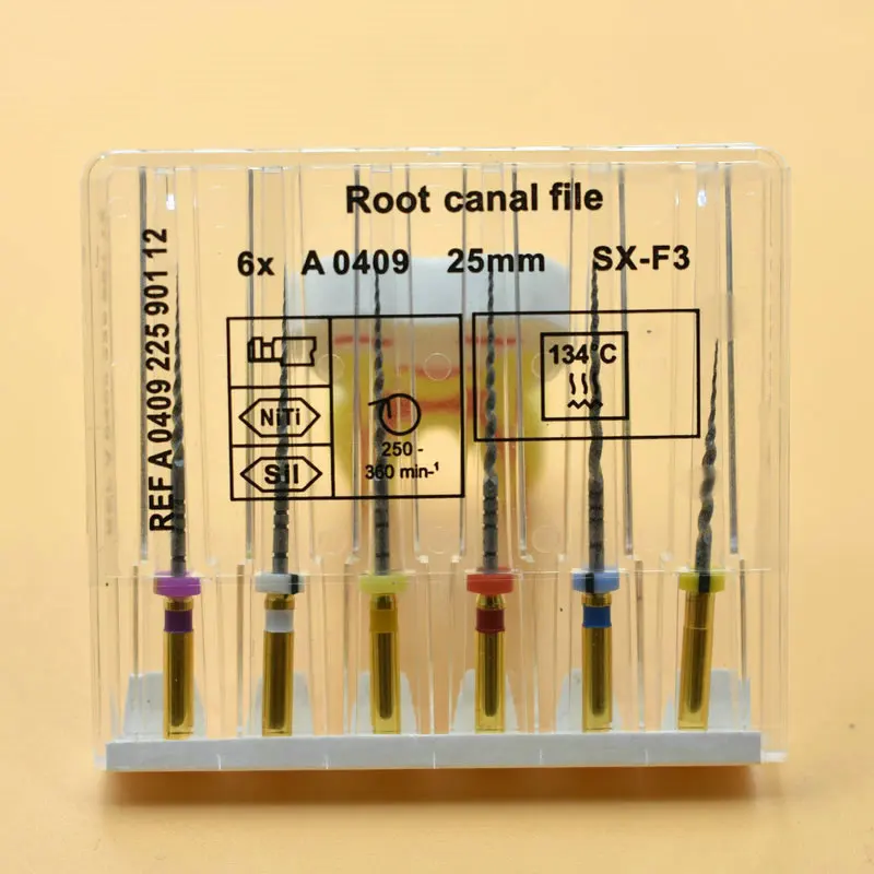 Diş süper dosyaları Endo döner dosyaları endodontik Niti dosyaları diş hekimliği Sx-F3 21Mm 25Mm nikel Titainium enstrüman