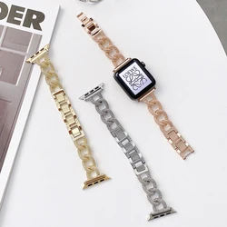 For Apple Watch chain Strap Stainless Steel Band Series 7 6 SE 5 4 3 40/44mm Watchband Bracelet for Iwatch se 6 38/42mm