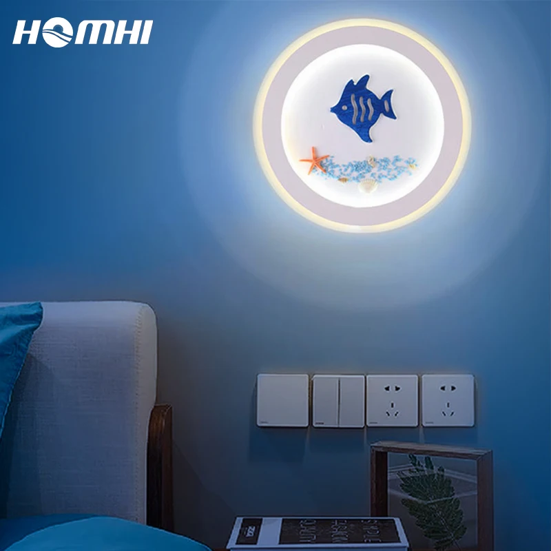 

Homhi Fish Children's Wall Light Fixture Modern for Boys Bedroom Interior Lighting Home Niches for Decoration Bird HWL-042