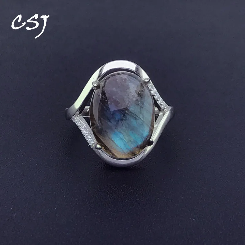 

CSJ Natural Labradorite Rings 925 Sterling Silver Larimar Charoite Rhodochrosite Malachite Moonstone Sunstone for Women Party