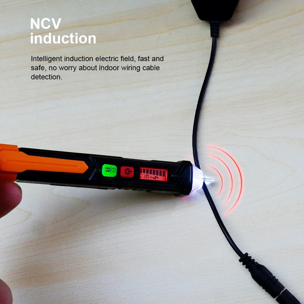 RuoShui-Detector de voltaje de CA sin contacto, medidor con pantalla LCD, alarma de sensibilidad NCV, disyuntor eléctrico, probador de lápiz, 10 Uds.