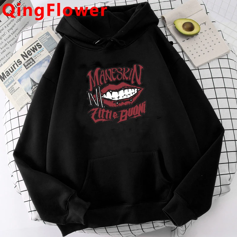 Maneskin Hip Hop Funny Cartoon Aesthetic Unisex Hoodies Men Harajuku Streetwear Anime Sweatshirt Singer Graphic 90s Hoody Male