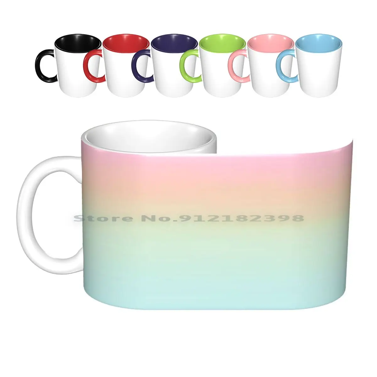 Pink Teal Gradient Ceramic Mugs Coffee Cups Milk Tea Mug Pastel Gradient Sunrise Gradient Yellow Gradient Pink Gradient Teal