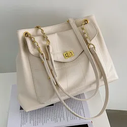 Borse a tracolla da donna con design a catena Borse da viaggio in pelle PU ad alta capacità di lusso da donna grandi borse da donna Borse e portamonete bolsas bianche