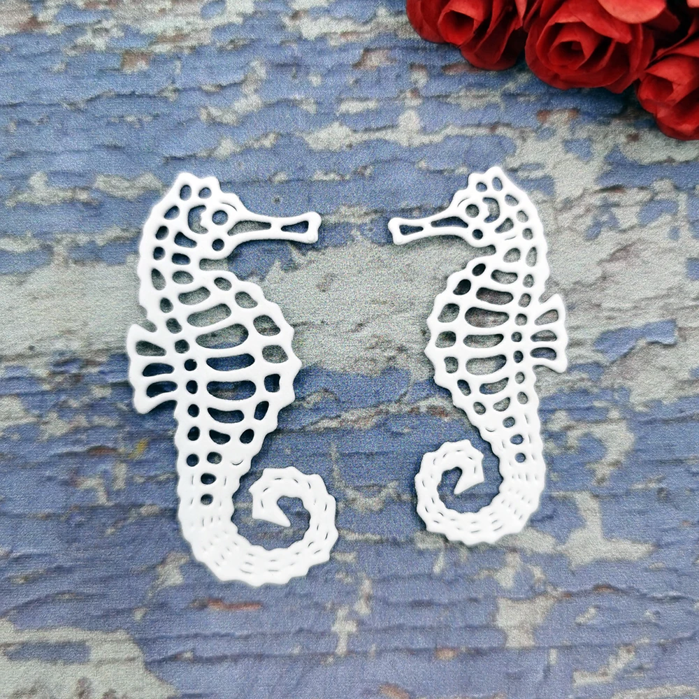 A Pair Of Seahorses Metal Cutting Dies Scrapbooking DIY Embossing Folder Knife Mould Paper Craft Card Making Stencil Stamps Die