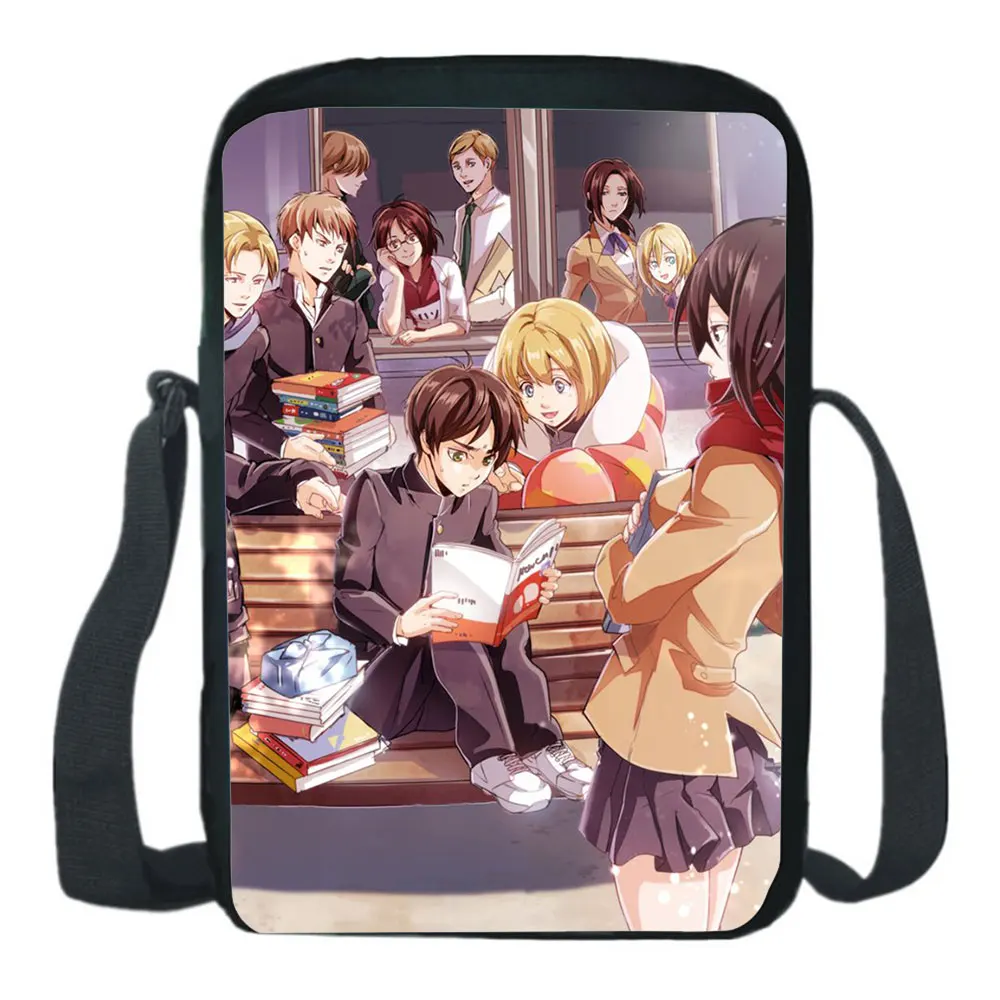 

Attack on Titan Shoulder Bags Boys Crossbody Bags Manga Levi Mikasa Eren Handbags Mini Anime Messenger Bags Girls Small Satchel