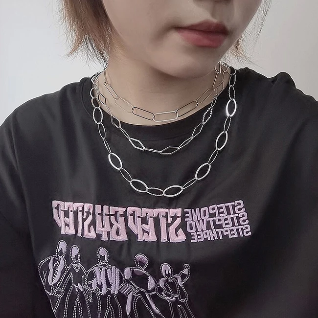 Schlichte, neue Hip-Hop-Halskette aus Edelstahl, Persönlichkeitskette, Jugendtrend-Schmuck – Detail 1