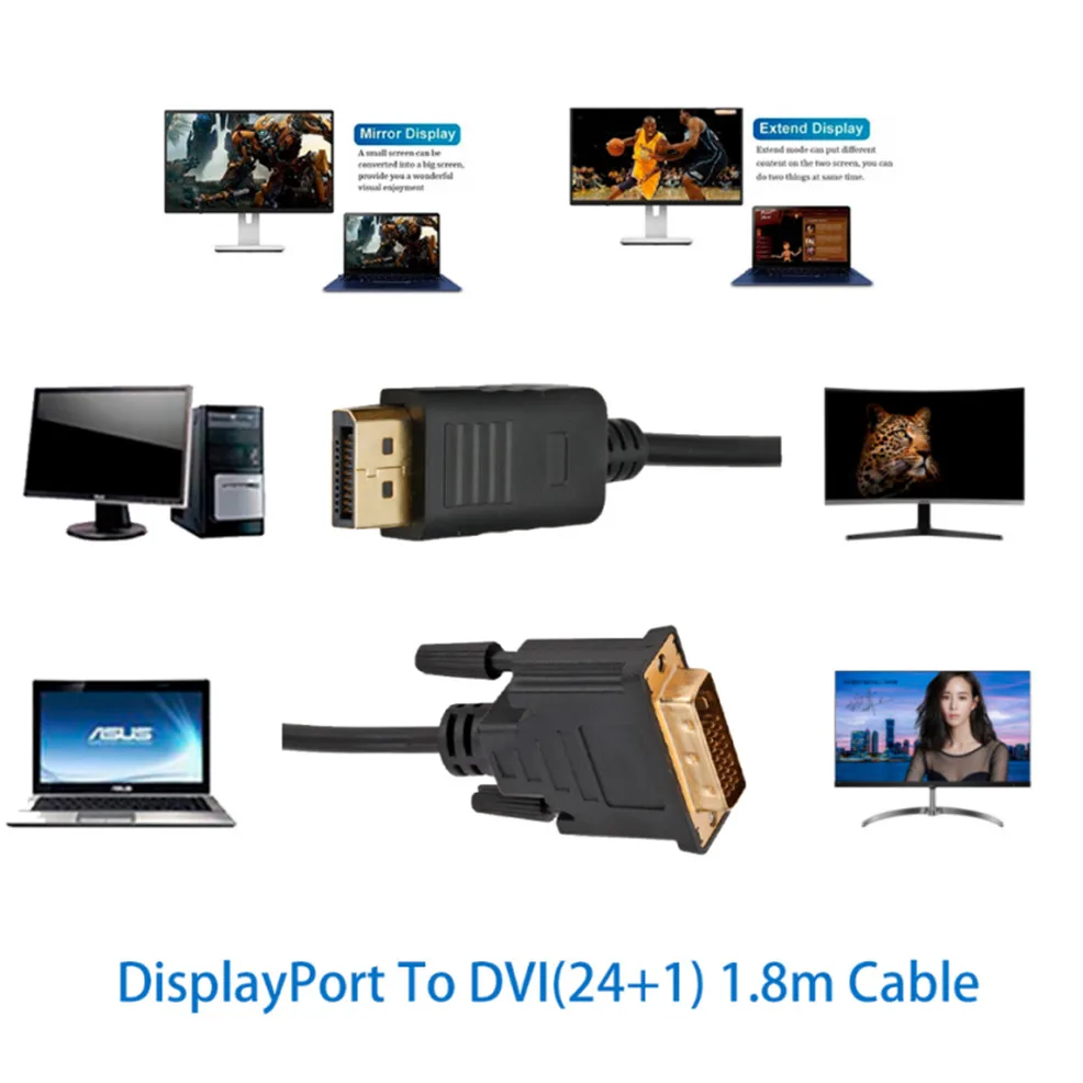 LccKaa DisplayPort Display Port DP to DVI Adapter Cable Male to Male Converter for PC Computer Laptop HDTV Monitor Projector