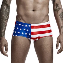 Men Board Shorts Flag Printed Swimming Trunks Swimwear Boxer Shorts Beach Swimsuits Underwear Bathing Suits Panties Plsu Size