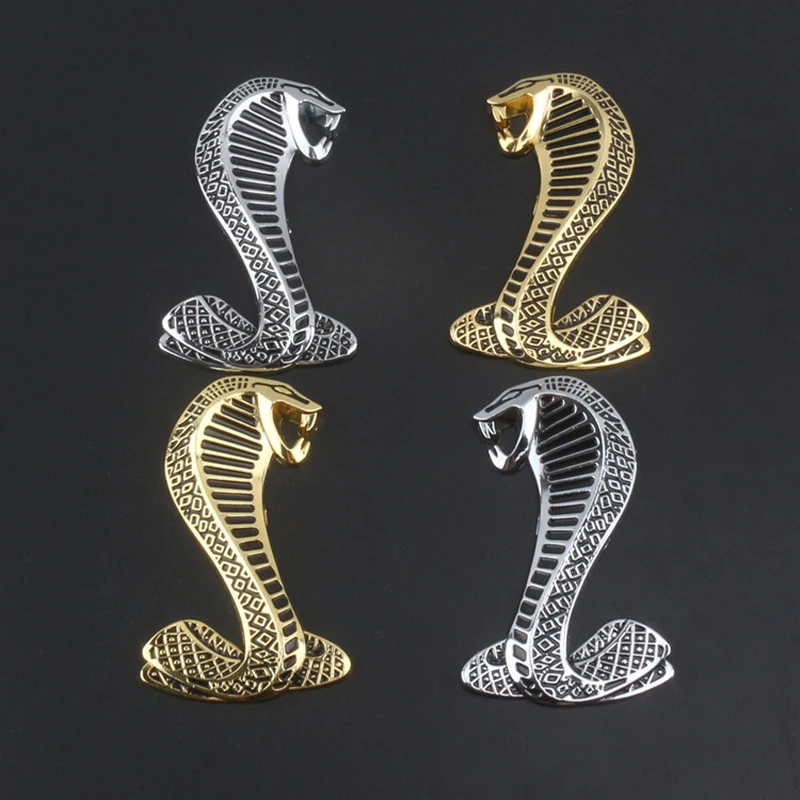 Fashion Car Styling 3D Car Sticker Metal Cobra Snake Emblem Badge Refitting For GT500 Ford Mustang SVT Shelby V6 GT GT Fiesta