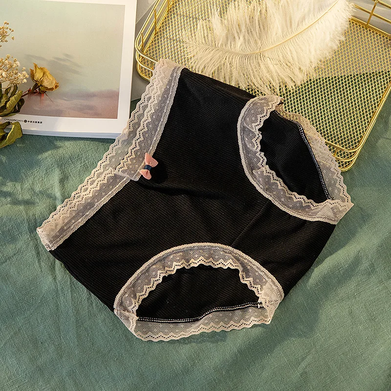 Underwear Women Cute Cotton Girl Panties Female Lace Underpants Mid Waist Sexy Panties Seamless Women\'s Briefs Girl Underpants