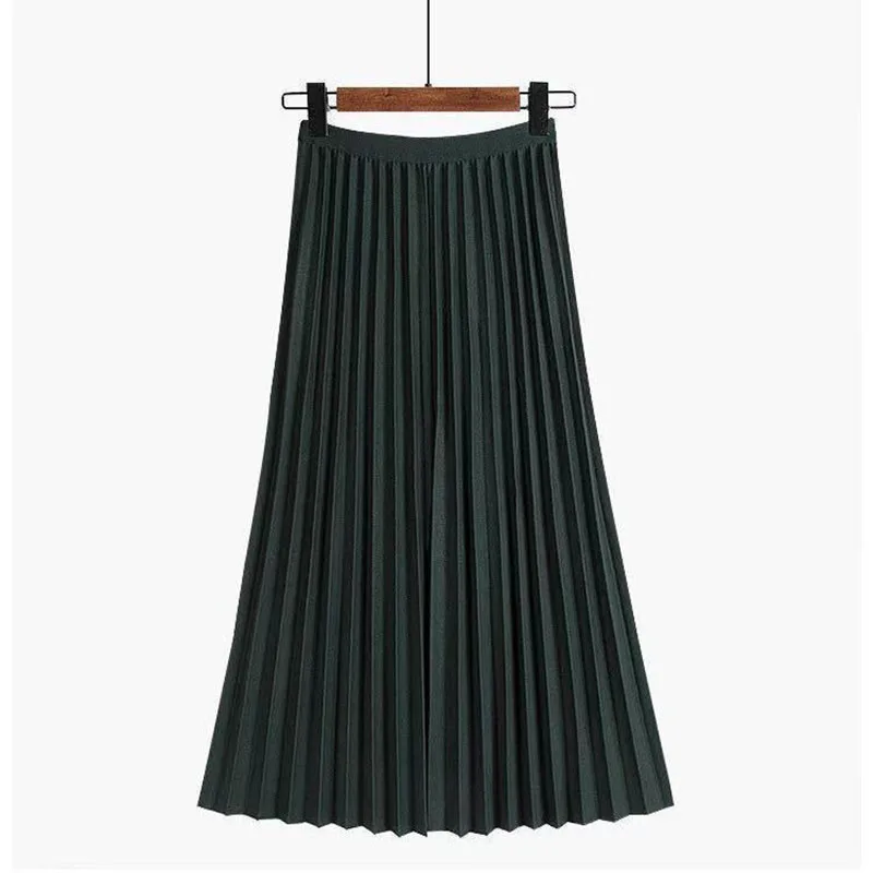 Lucyever 2023 New High Waist Pleated Skirt Women Spring Summer All-Match Midi Skirts Korean Style Mid-Length A-Line Skirt Female