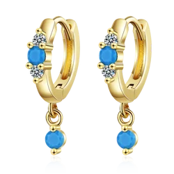 Ni Style 925 Sterling Silver Earrings Inlaid Turquoise Crystal Zircon Earrings Woman Charm Jewelry Gift