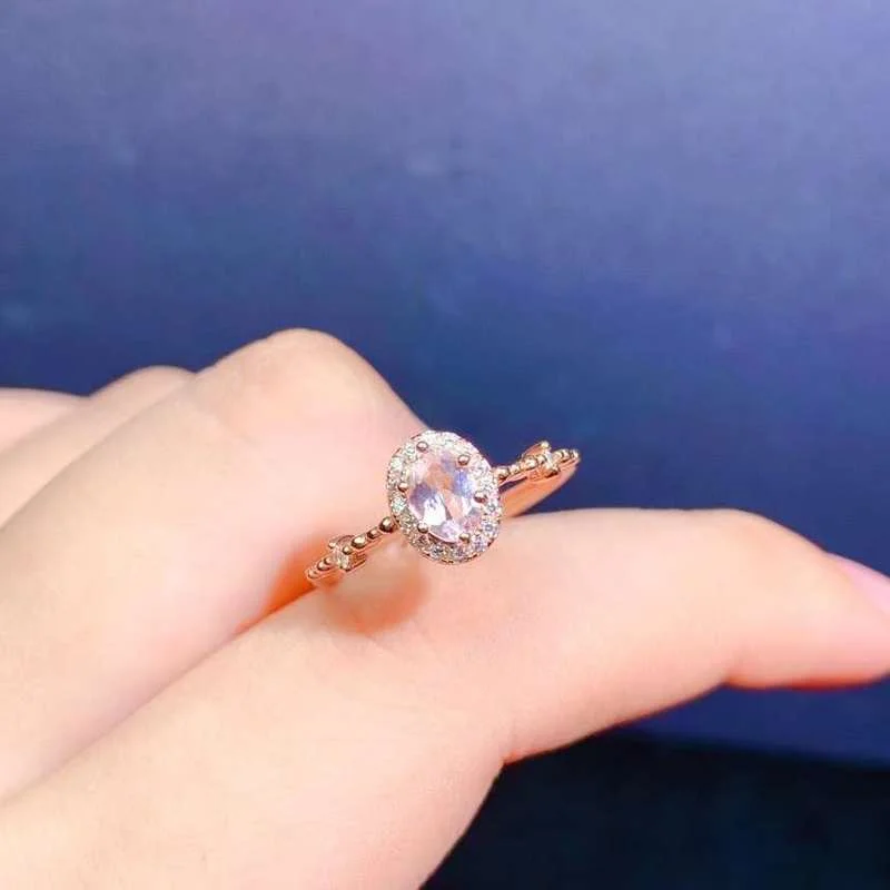 Morganite Gemstone Jewellery Ring Rose Gold Filled Sterling Silver Princess Diana Statement Engagement Rings for Women