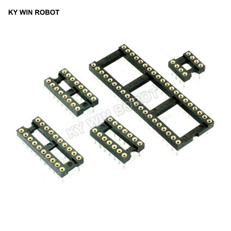 5pcs IC Sockets 2.54MM Round Hole DIP6 DIP8 DIP14 DIP16 DIP18 DIP20 DIP28 DIP40 pins Connector DIP 6 8 14 16 18 20 24 28 40 PIN