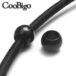 20pcs Plastic Pony Beads Spacer Cord Lock End Paracord Strap Lanyard Clasp Outdoor Camp Tent Accessory Black Large Hole Barrel