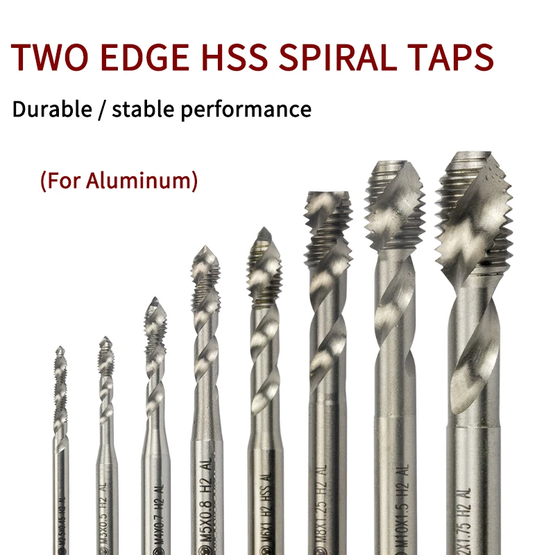 M2.5*0.45 M4*0.7 M6*1 M10*1.5 M12*1.75 Machine Tap Taps High-Speed Steel HSS Aluminum Straight Flute Taps Coarse Thread Screw