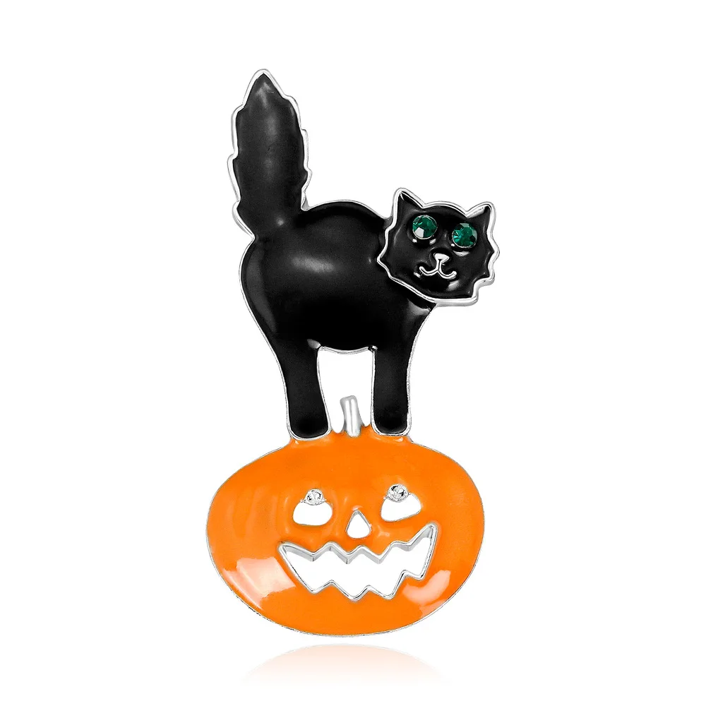 

Halloween Series Pumpkin and Black Cat Brooch pin For Halloween party